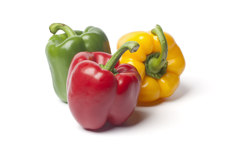 Red,green,yellow bell pepper Bell Peppers Stuffed with Buckwheat and Almonds