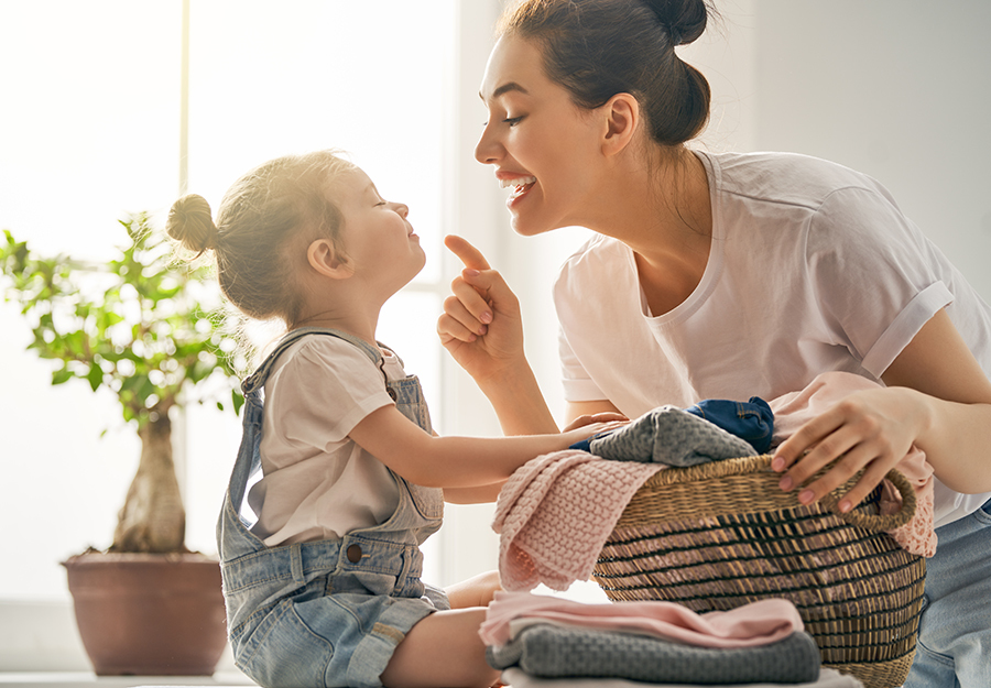 family doing laundry at home live clutter free life
